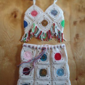 Newly Hand Crocheted Skirt & Top Set
